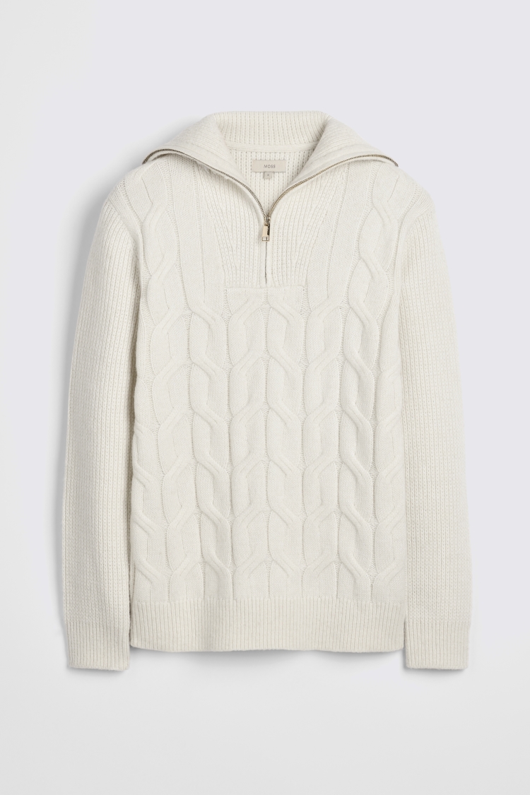 Ecru Chunky Cable Roll-Neck Jumper   Buy Online at Moss