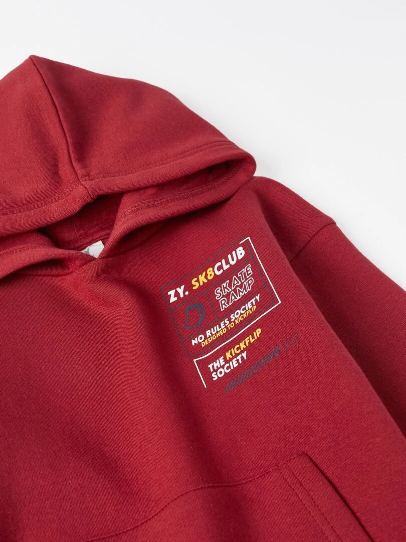 Sweat à capuche en molleton pour garçon 'SK8 Club'  Skater's’ Dictionary   Rouge foncé