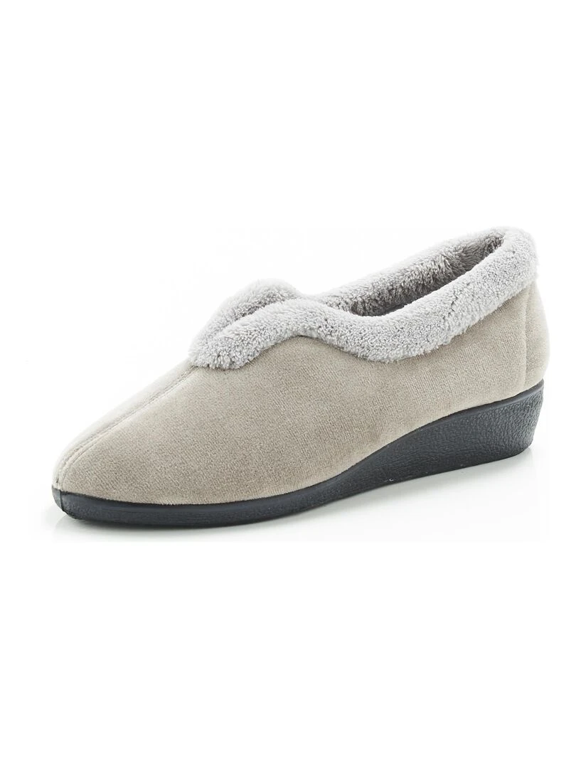 Pantoufles velours   Damart   Gris