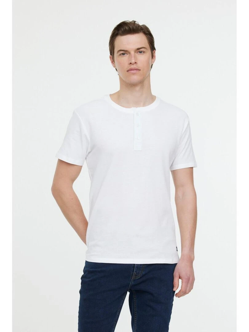 Lee Cooper T Shirt manches courtes coton slim AZZO MC Blanc