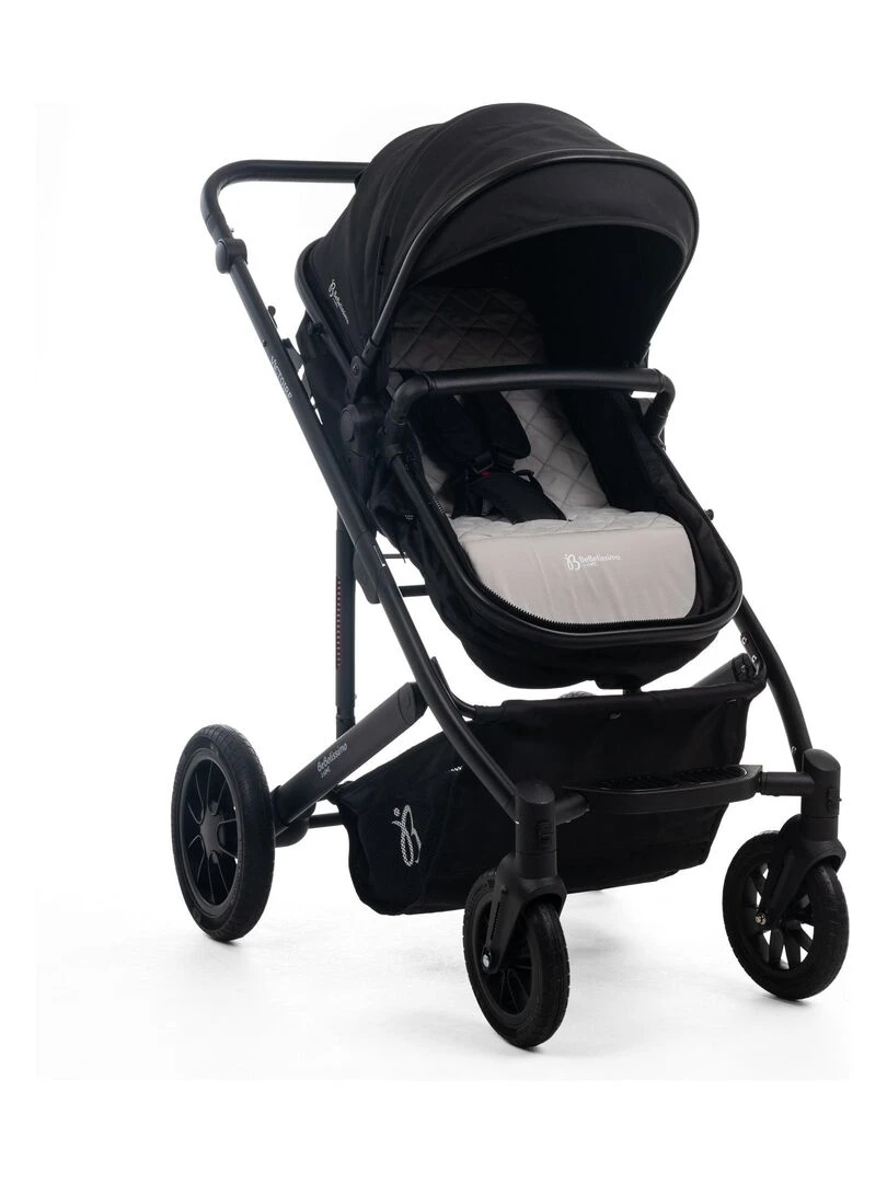 BEBELISSIMO   Poussette combinée trio 3 en 1   siège auto 0m   – max 22kg – Victoire I Size   noir   Noir