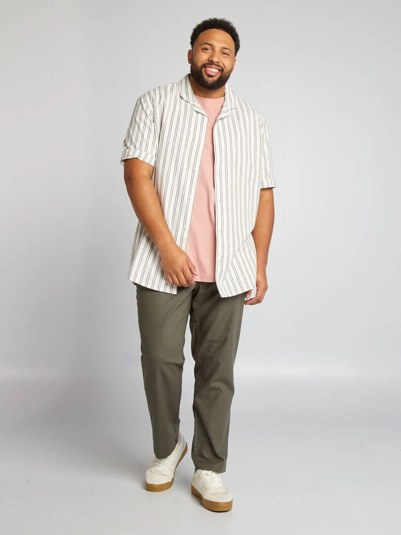 Chemise rayée à col pyjama Blanc rayé