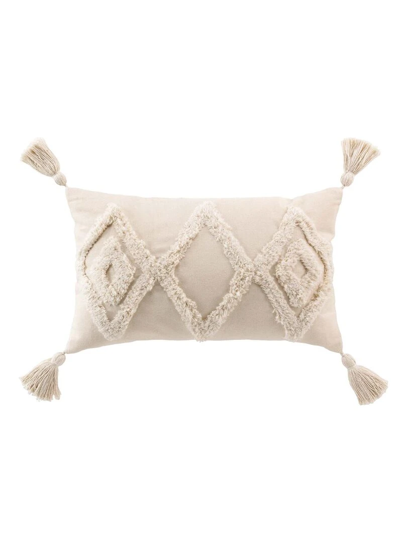 Coussin déhoussable à motifs tuftés Beige