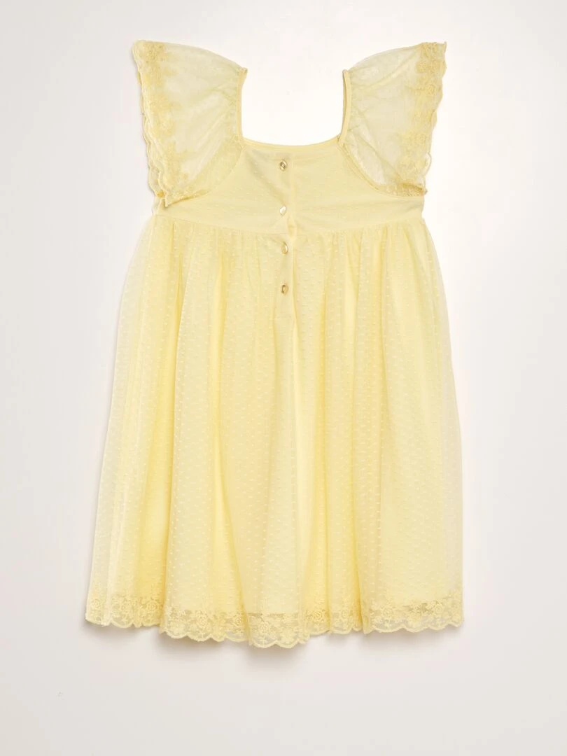 Robe trapèze en tulle plumetis Jaune