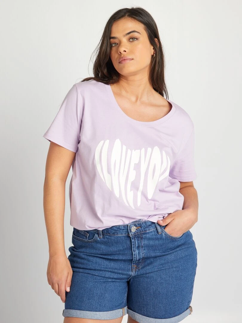 Tee shirt en coton avec imprimé Violet
