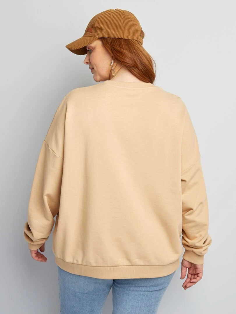 Sweat en molleton avec broderies   Beige