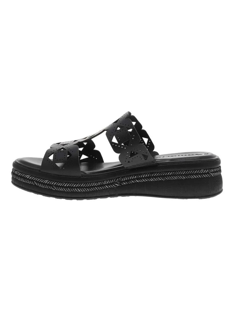 TAMARIS   Mules en cuir compensées   Noir
