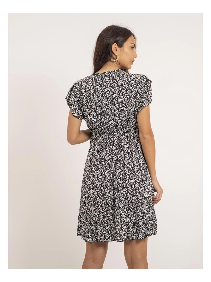 Robe courte portefeuille motifs INEZA Noir