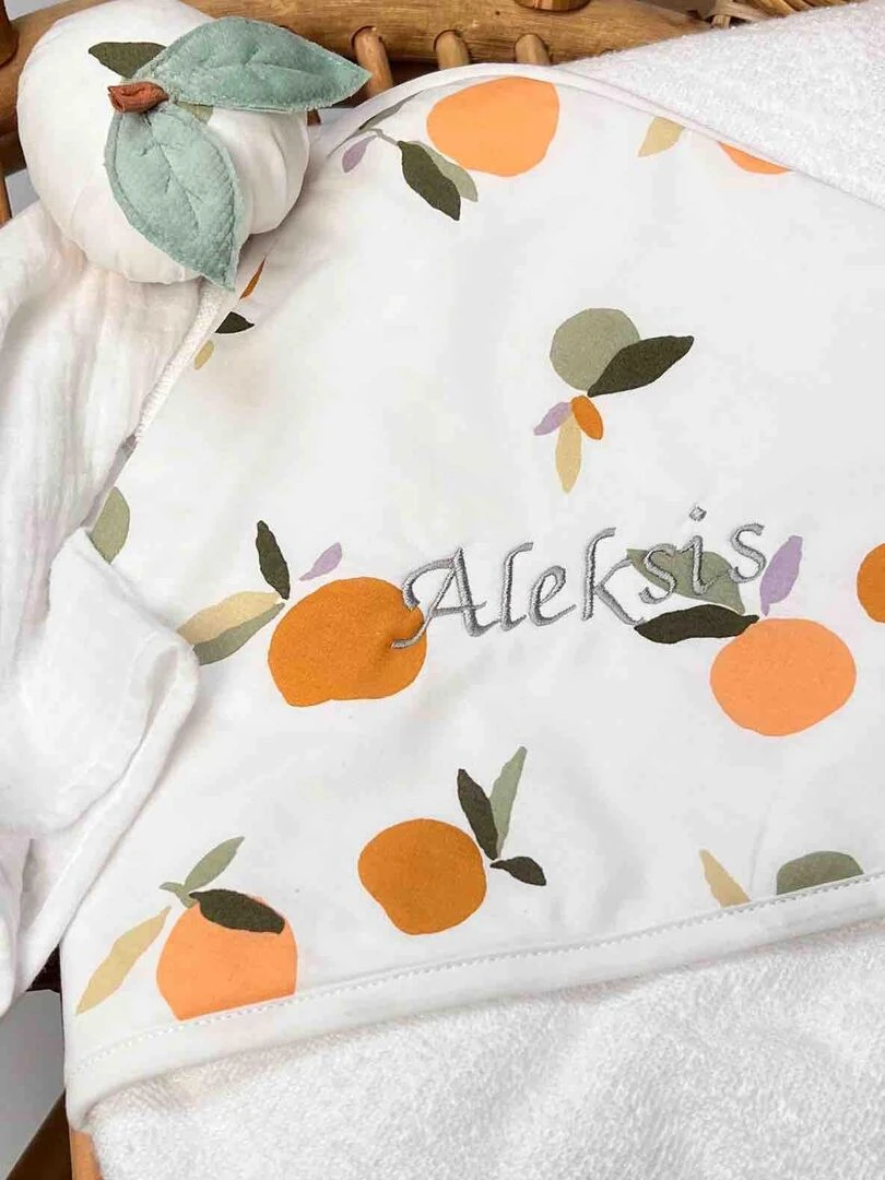 Ma première cape de bain en coton et bambou Clem Blanc