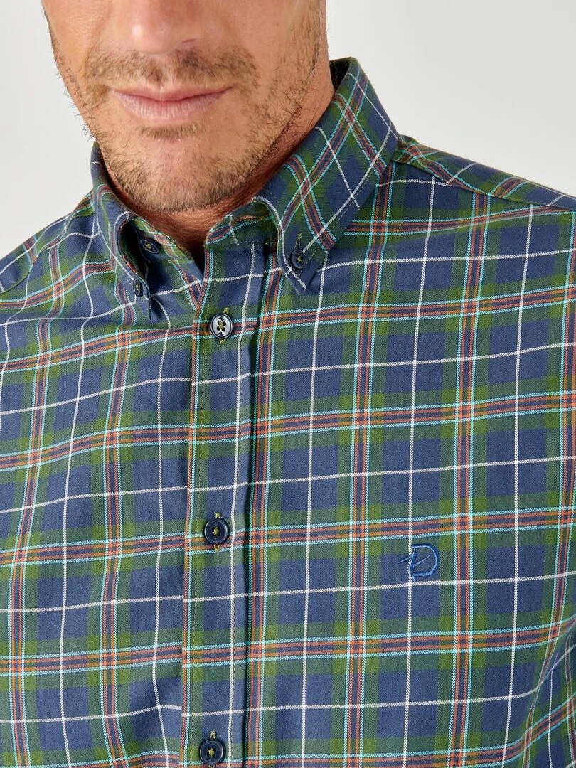 Chemise carreaux tartan pur coton manches longues Damart Vert