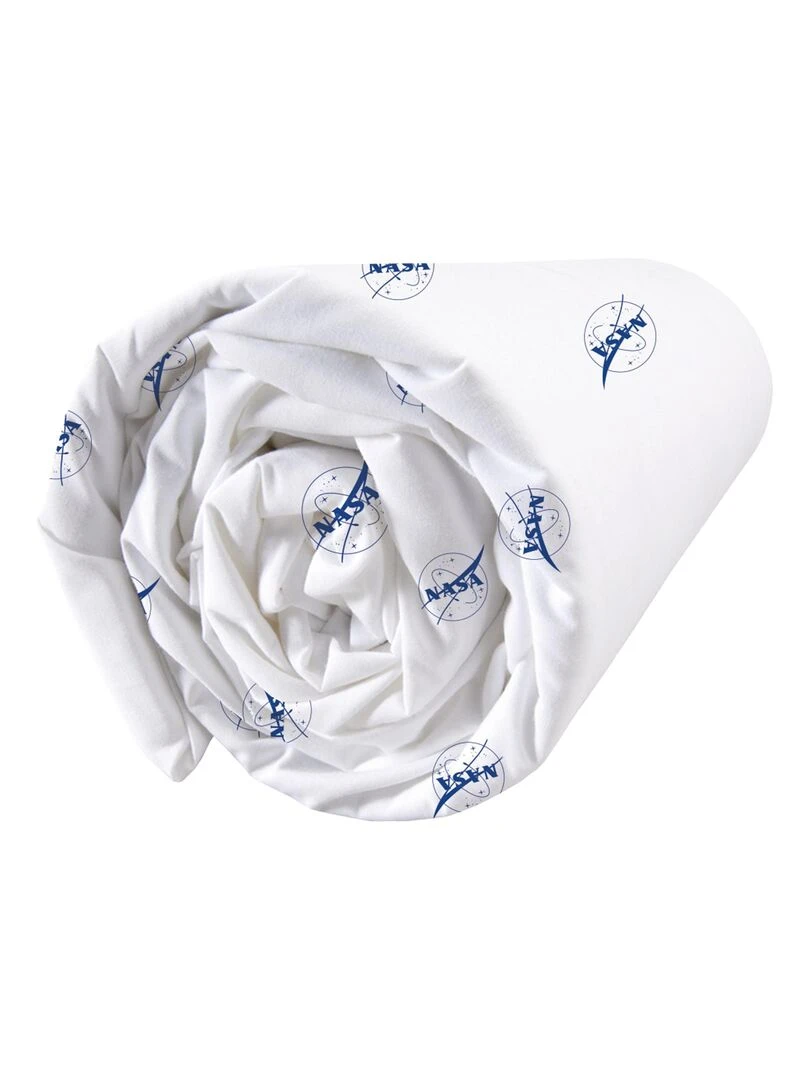 Drap housse imprimé 100% coton NASA STAR Blanc