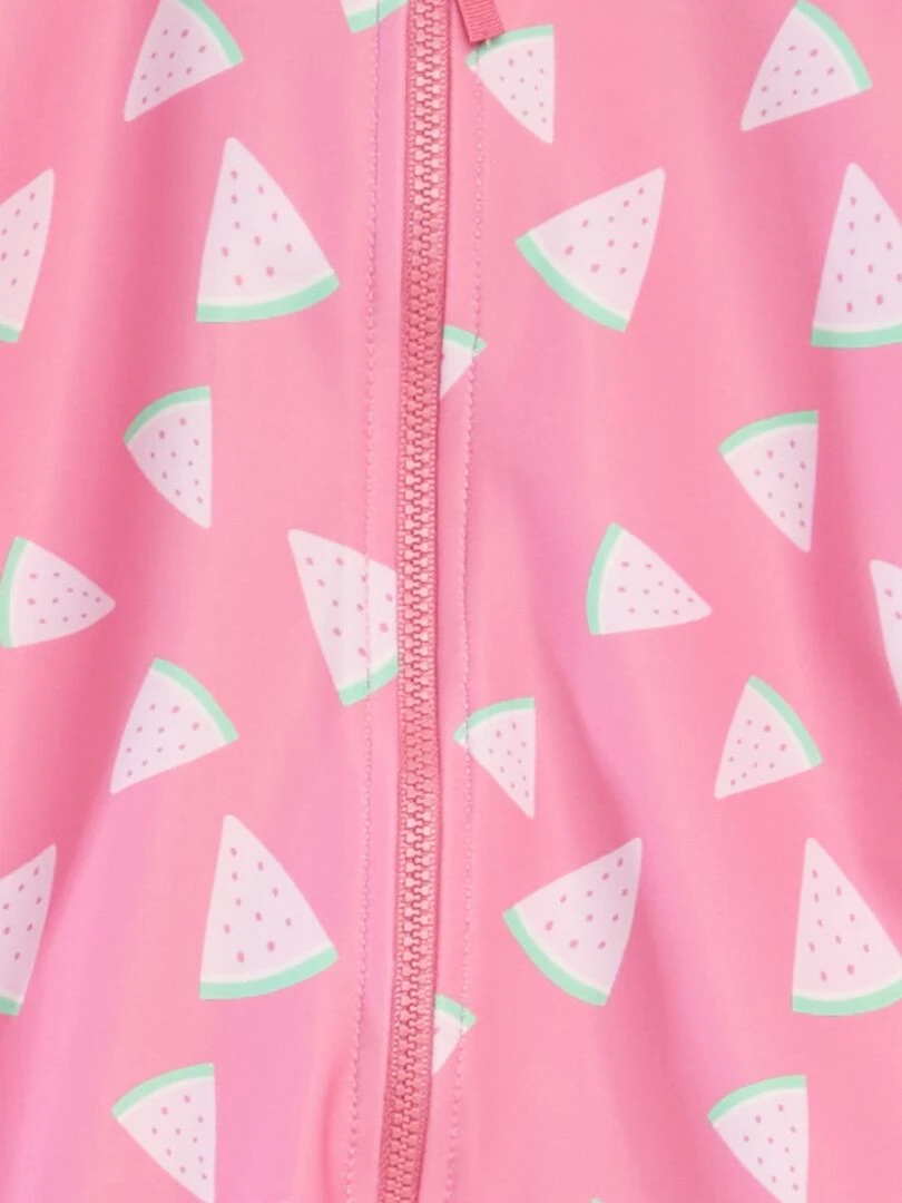 Maillot de bain imprimé manches longues 1 pièce Rose