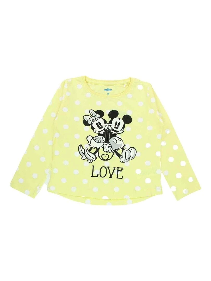Disney T shirt fille imprimé Minnie en coton Jaune