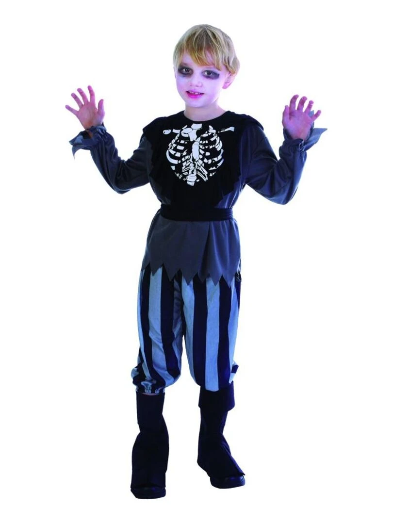 Déguisement Pirate rayé Squelette Halloween enfant Noir Noir