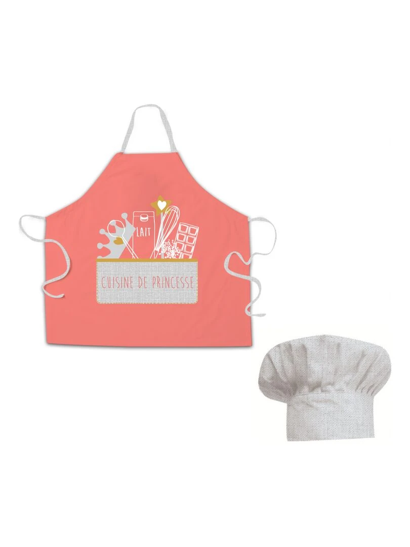 Future Home Lot tablier de cuisine coton rose 55x55cm + toque Rose