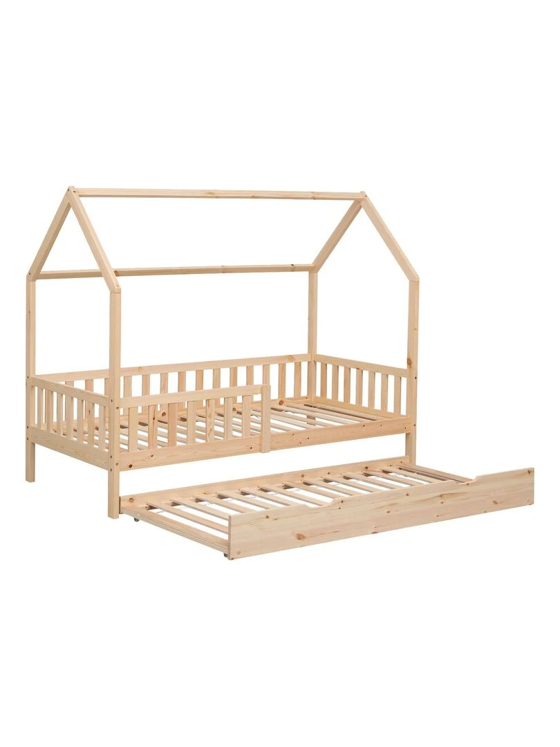 HAPPY GARDEN   Lit pour enfant  cabane  lit tiroir  Marceau   Marron
