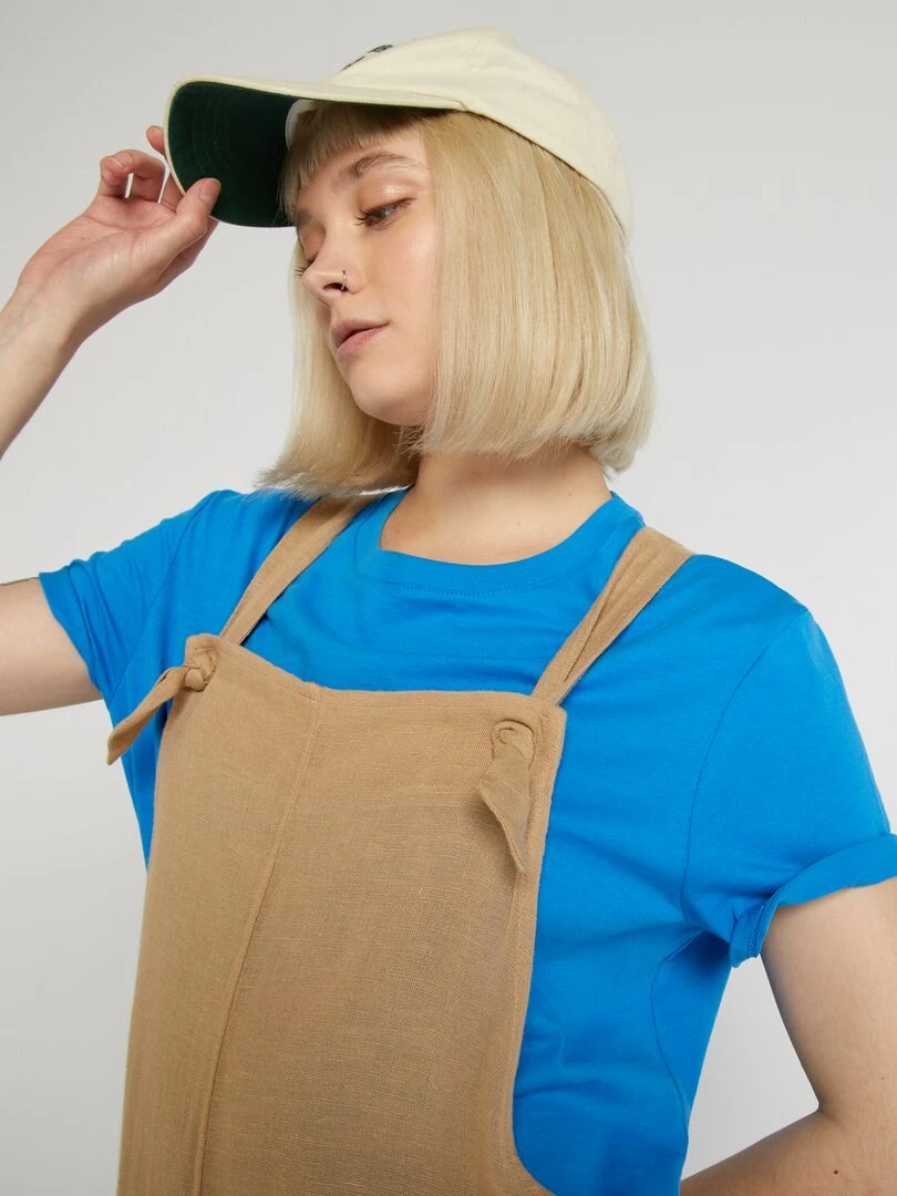 Combishort en lin   Beige