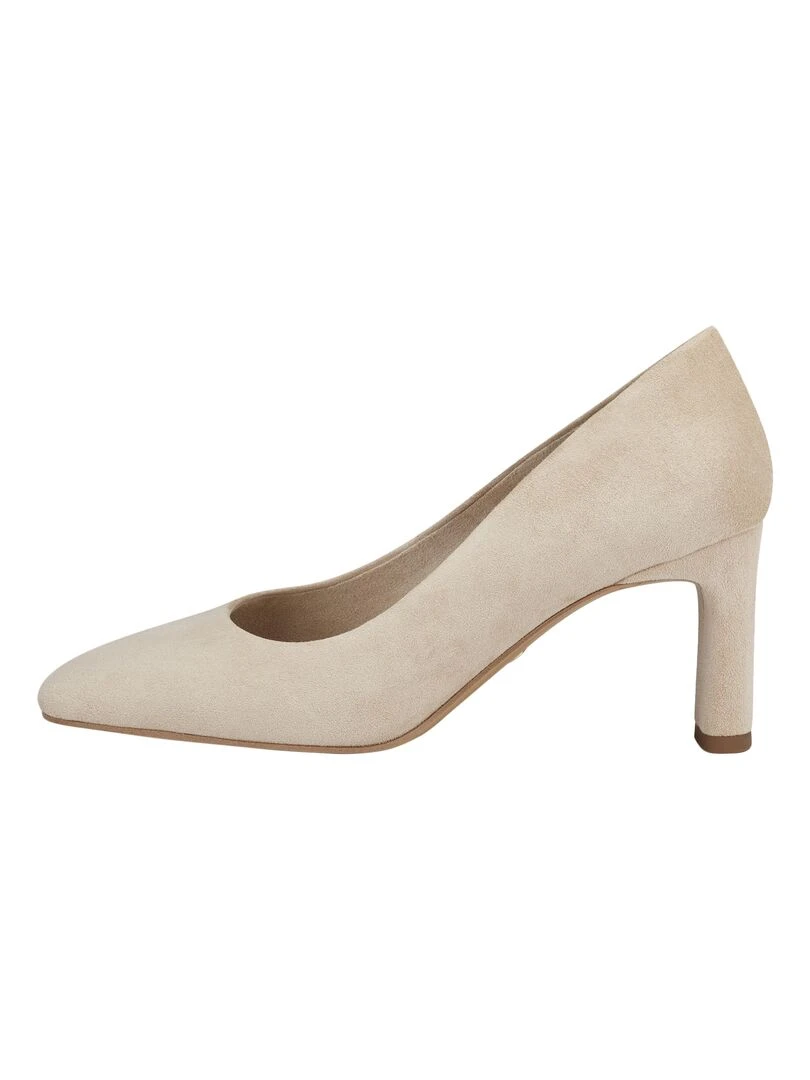 Ballerine à Talon Cuir Tamaris Beige