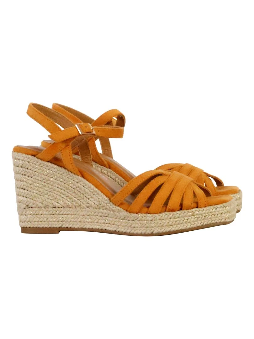 Sandales Compensées à Bride The Divine Factory   Orange