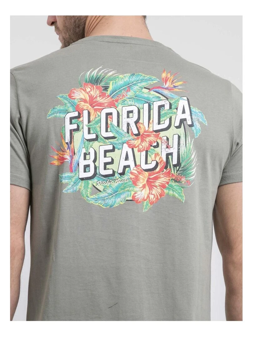 T shirt col rond pur coton NOGOZO   Kaki