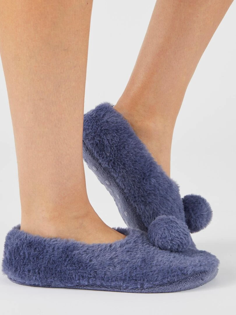 Chaussons maille moelleuse et chaude Thermolactyl Damart Bleu nuit