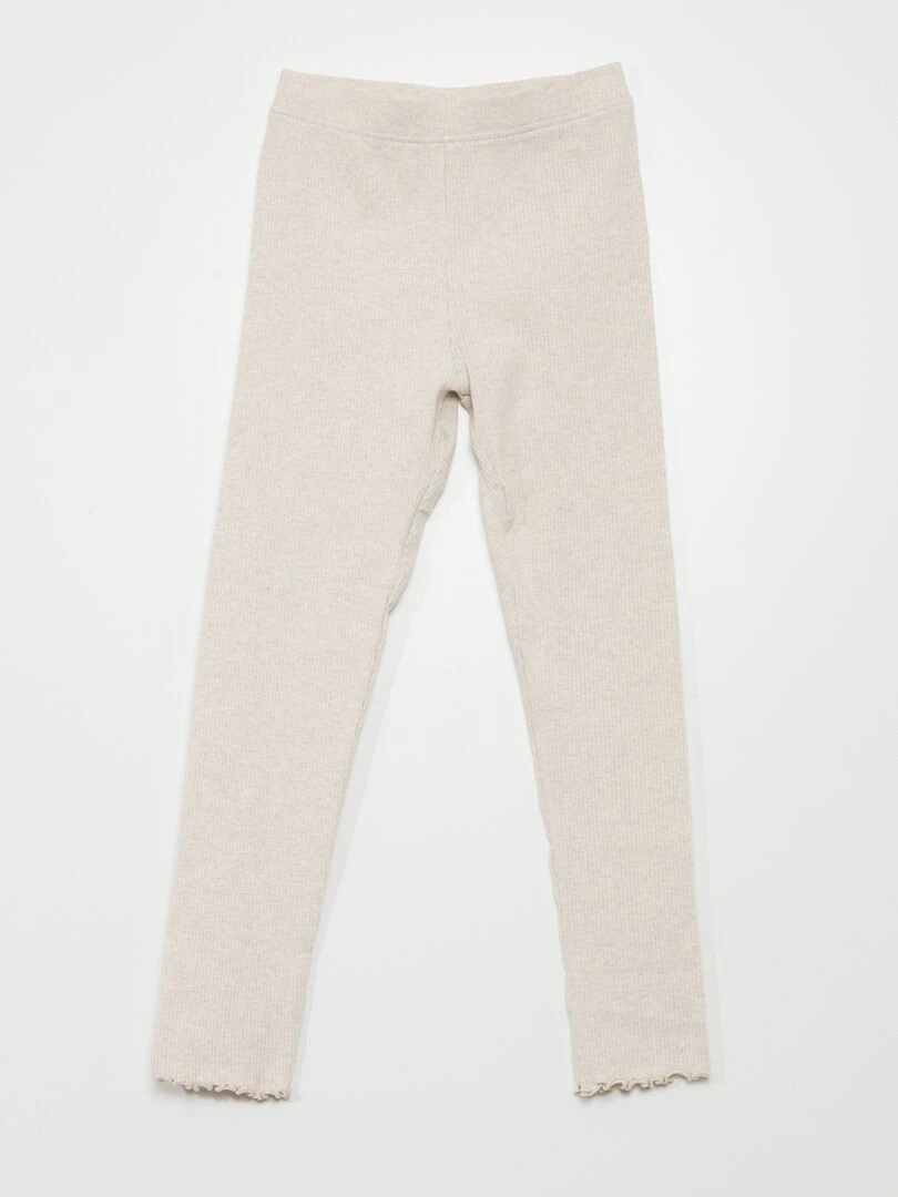 Lot de 2 leggings côtelés Beige/fleuri