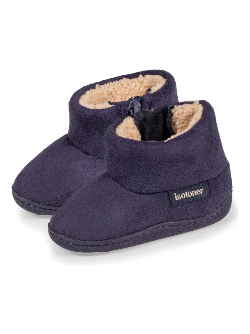 Chaussons bottillons zip Bébé Marine Bleu marine