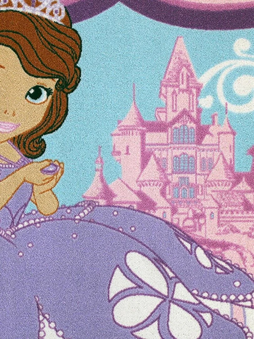 Tapis enfant SOFIA CASTLE Rose 95x133 Fait en Europe en polypropylène doux et soyeux Rose
