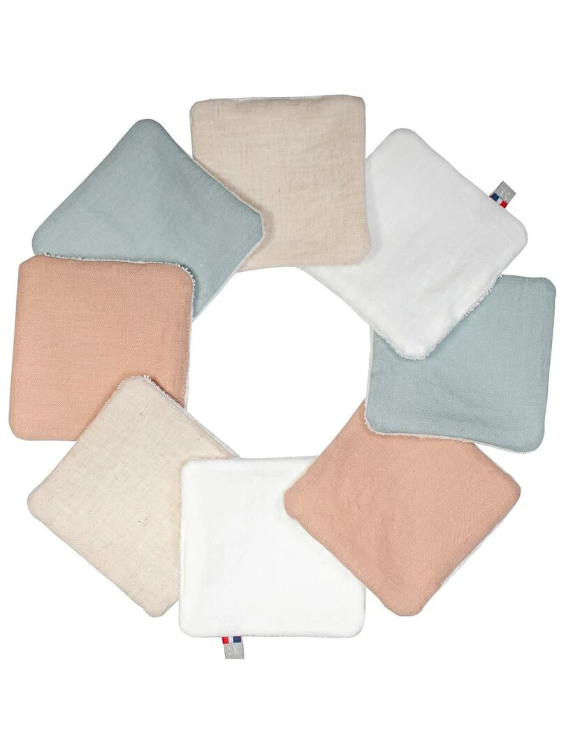 Lingettes bébé lavables en lin 8 pièces Ecru