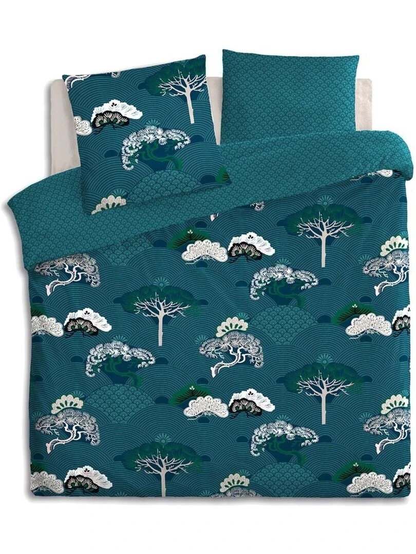 Housse de couette  Atsuko + taie(s) 100% coton 57 fils   Bleu