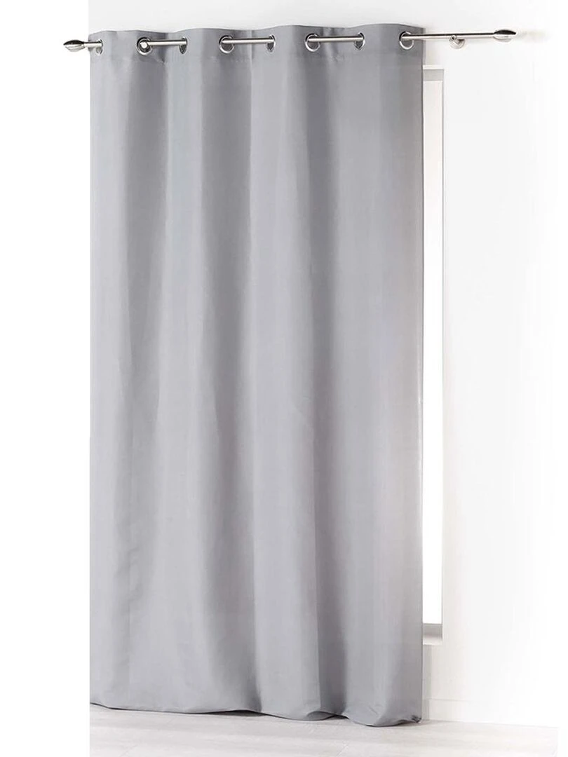 Rideau à oeillets uni Gris clair