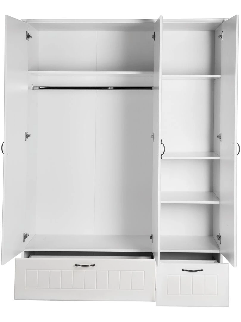 ROBA Armoire "Constantin" 3 portes et 2 tiroirs – blanc fraisé   Blanc