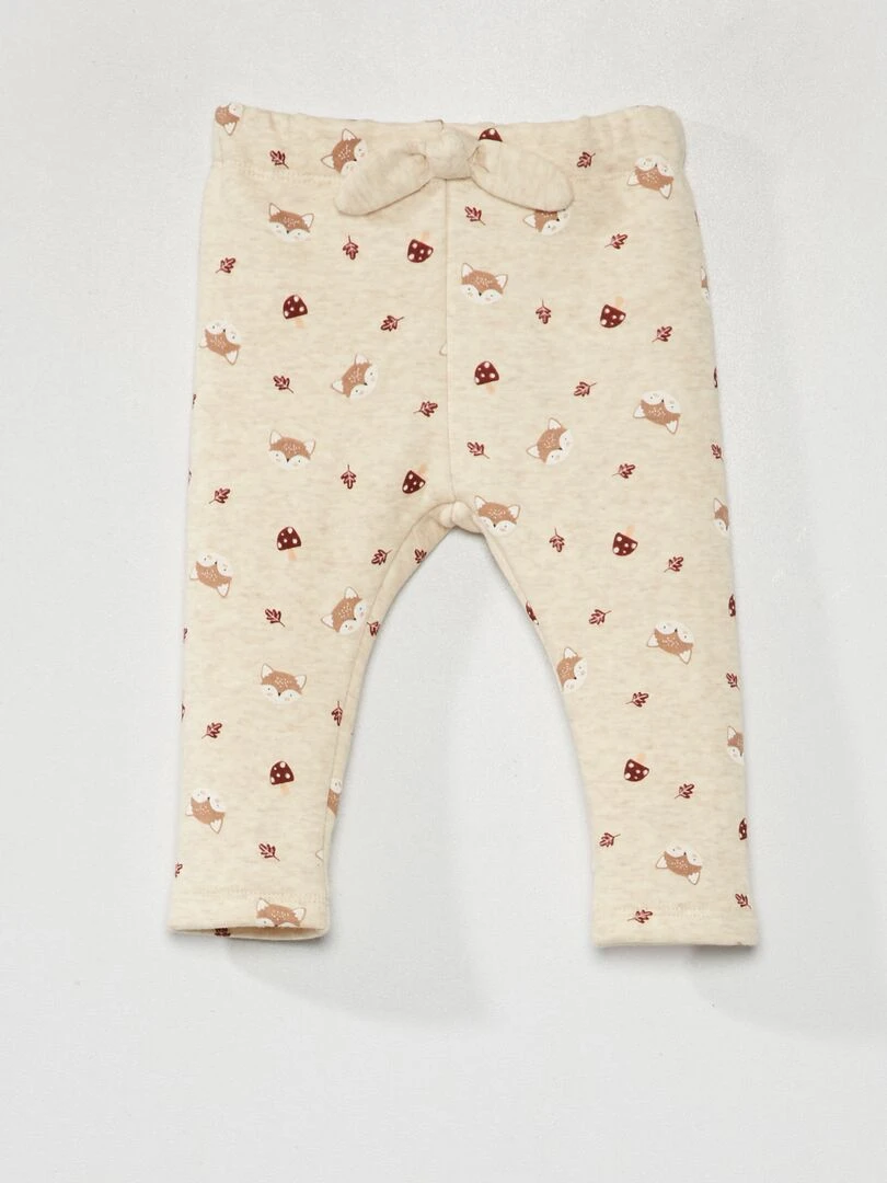 Pantalon en molleton avec imprimé Toujours + chaud Beige