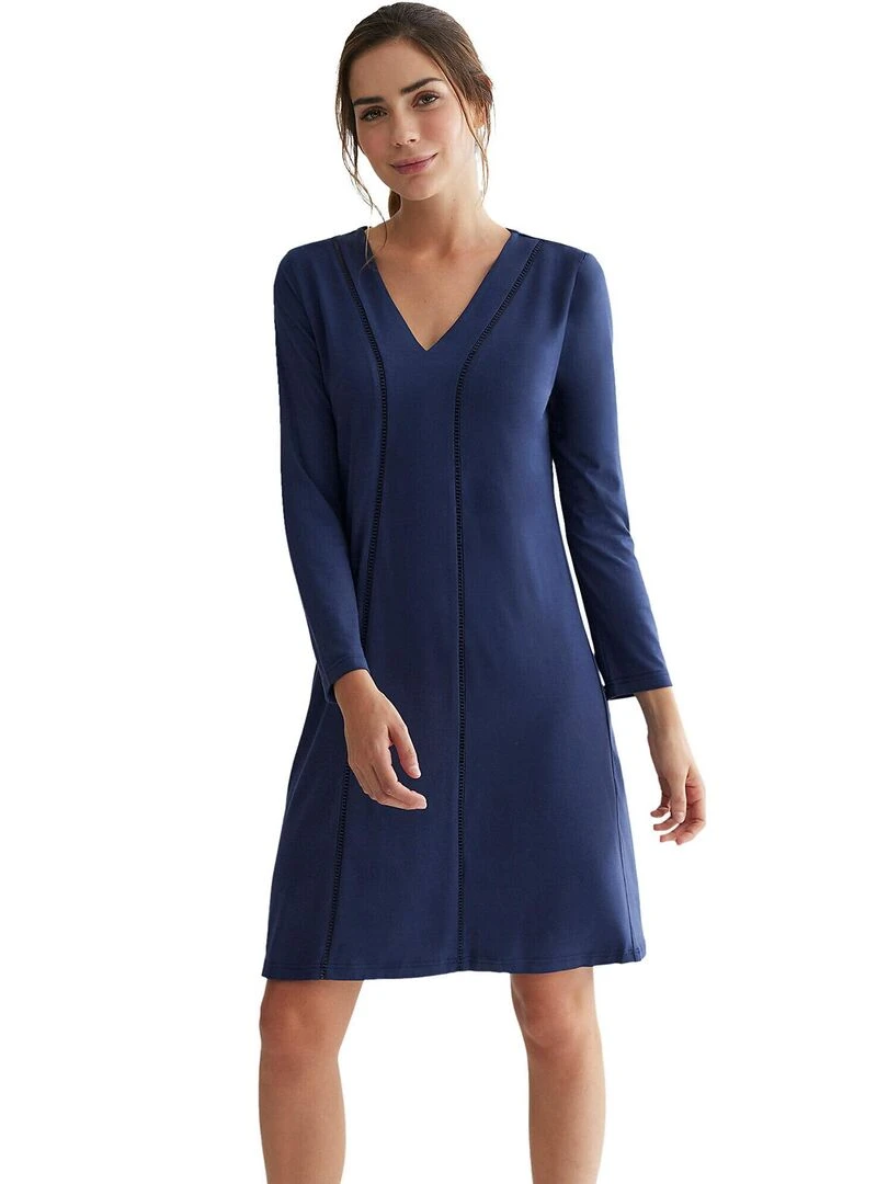 Chemise de nuit manches longues Vainica Bleu marine