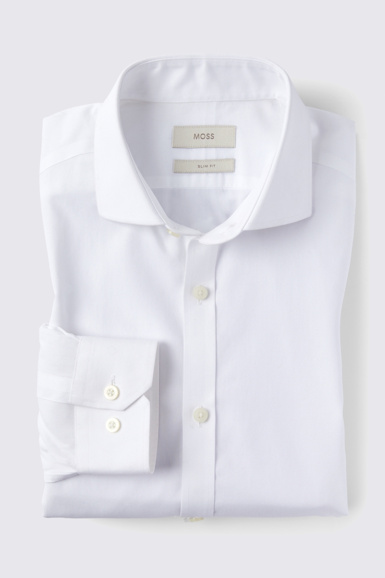 Slim Fit White Poplin Non-Iron Shirt   Buy Online at Moss