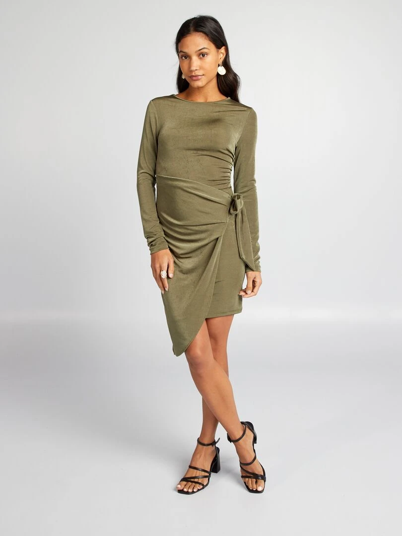 Robe courte effet drapé   Kaki