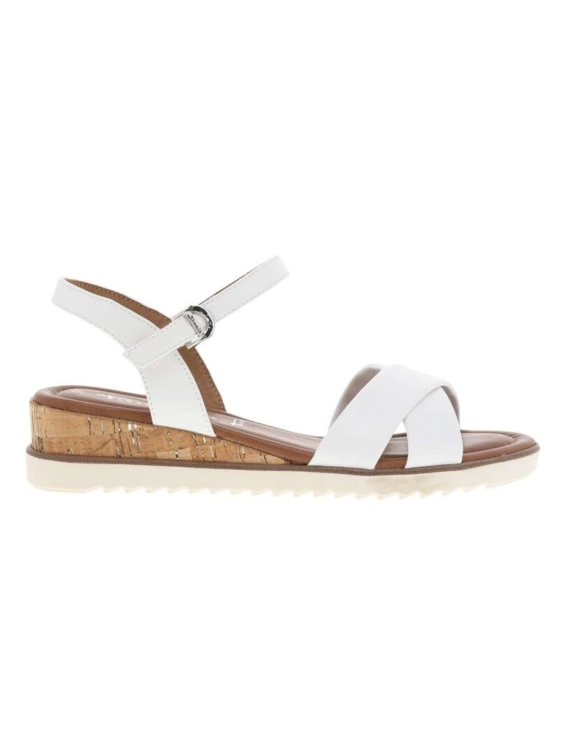 TAMARIS   Nu pieds talon compensé bas   Blanc