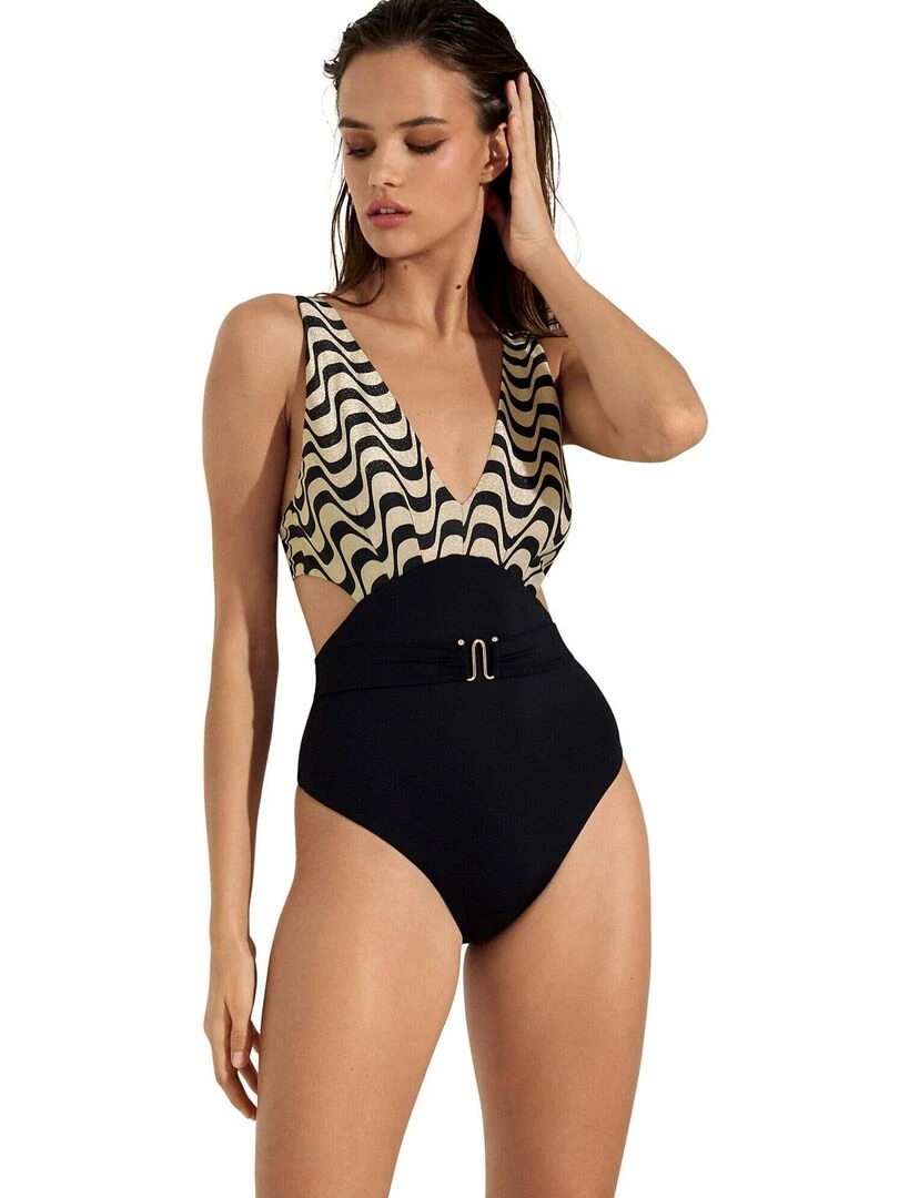 Maillot de bain une pièce monokini préformé sans armatures Iceland Noir