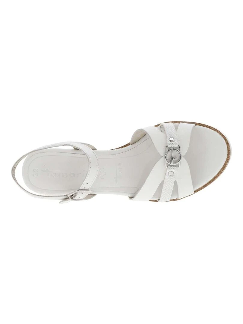 TAMARIS   Nu pieds cuir talon compensé haut   Blanc