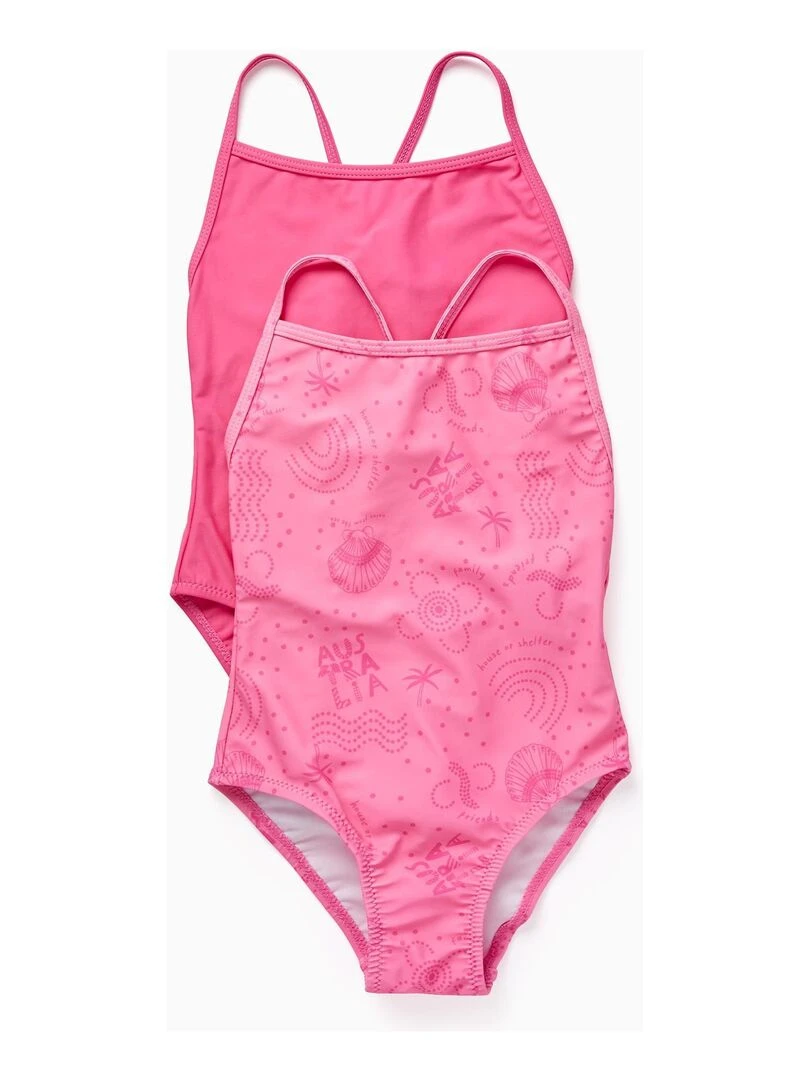 2 Maillots de Bain pour Fille 'Coquillages' Rose