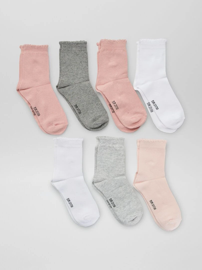 Lot de 7 paires de chaussettes rose/gris/blanc