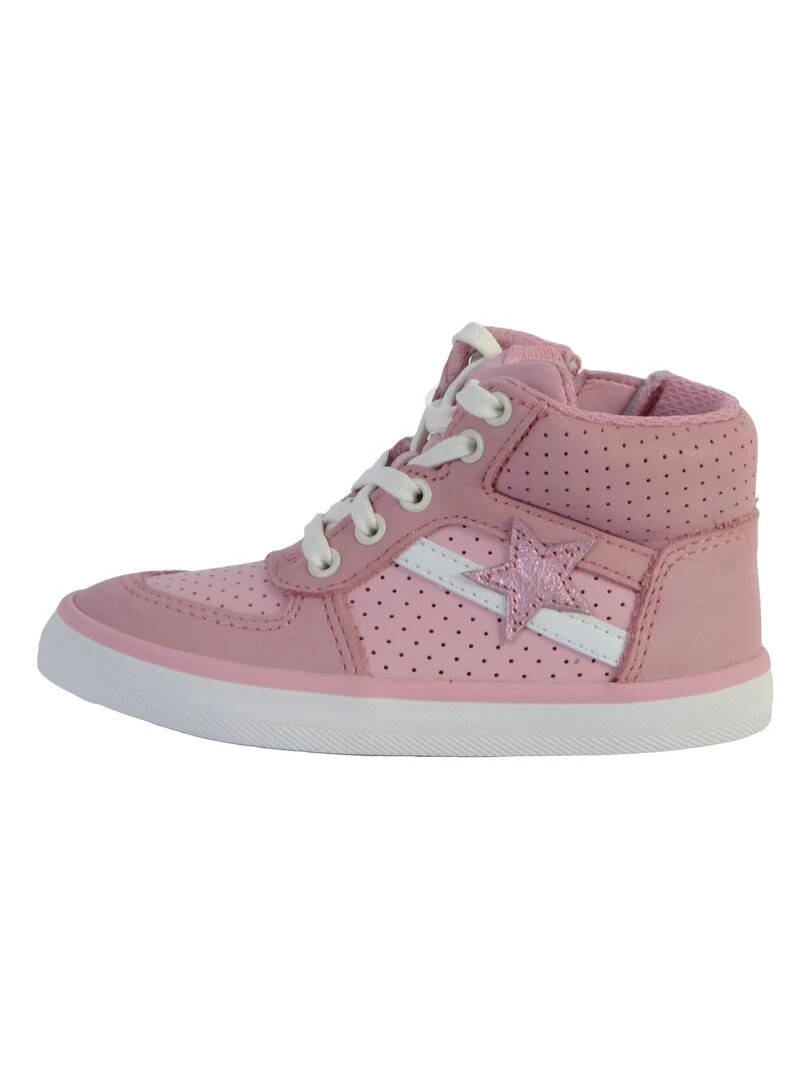 Basket Montante Cuir Enfant Clarks City Flake Rose