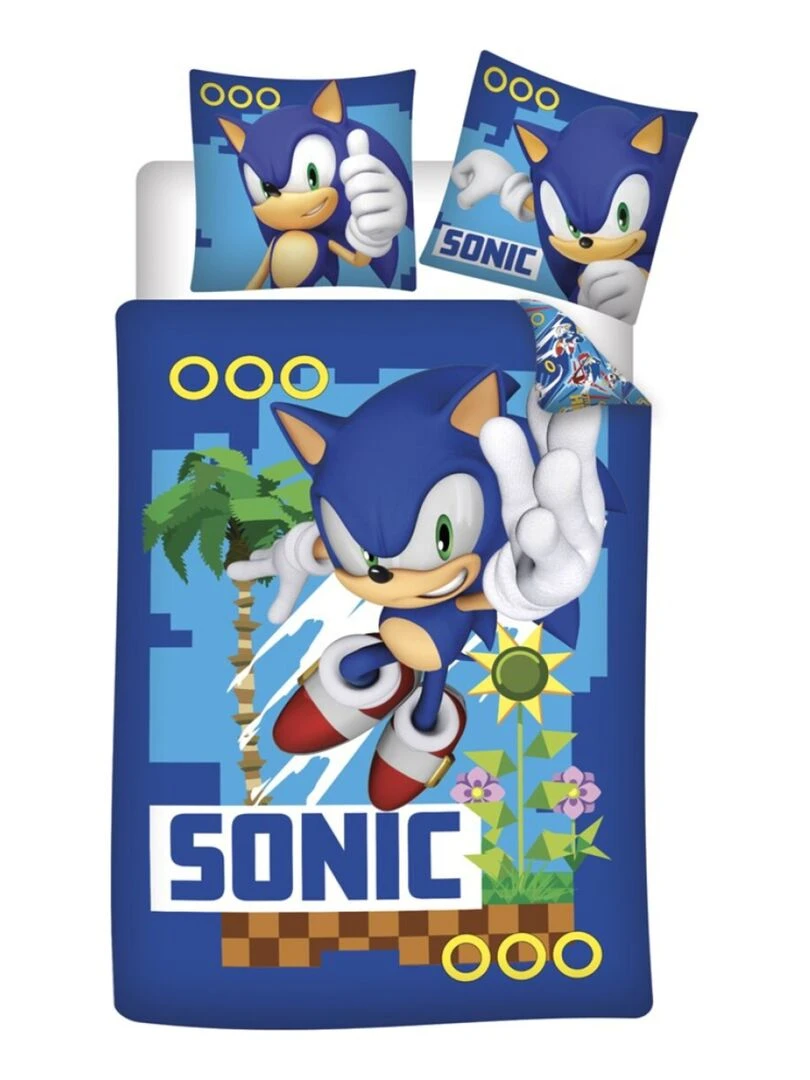 Parure de lit Enfant Sonic Bleu