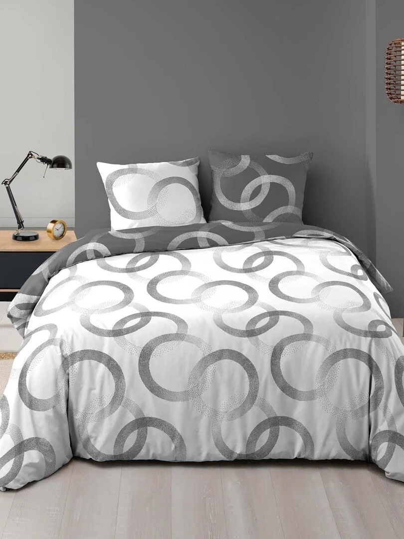 Housse couette + taies 220 x 240 cm Geo Bliss Blanc
