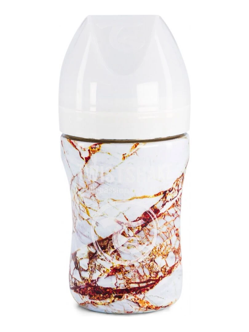 Biberon anti colique en acier inoxydable blanc marbré (260 ml) Rouge