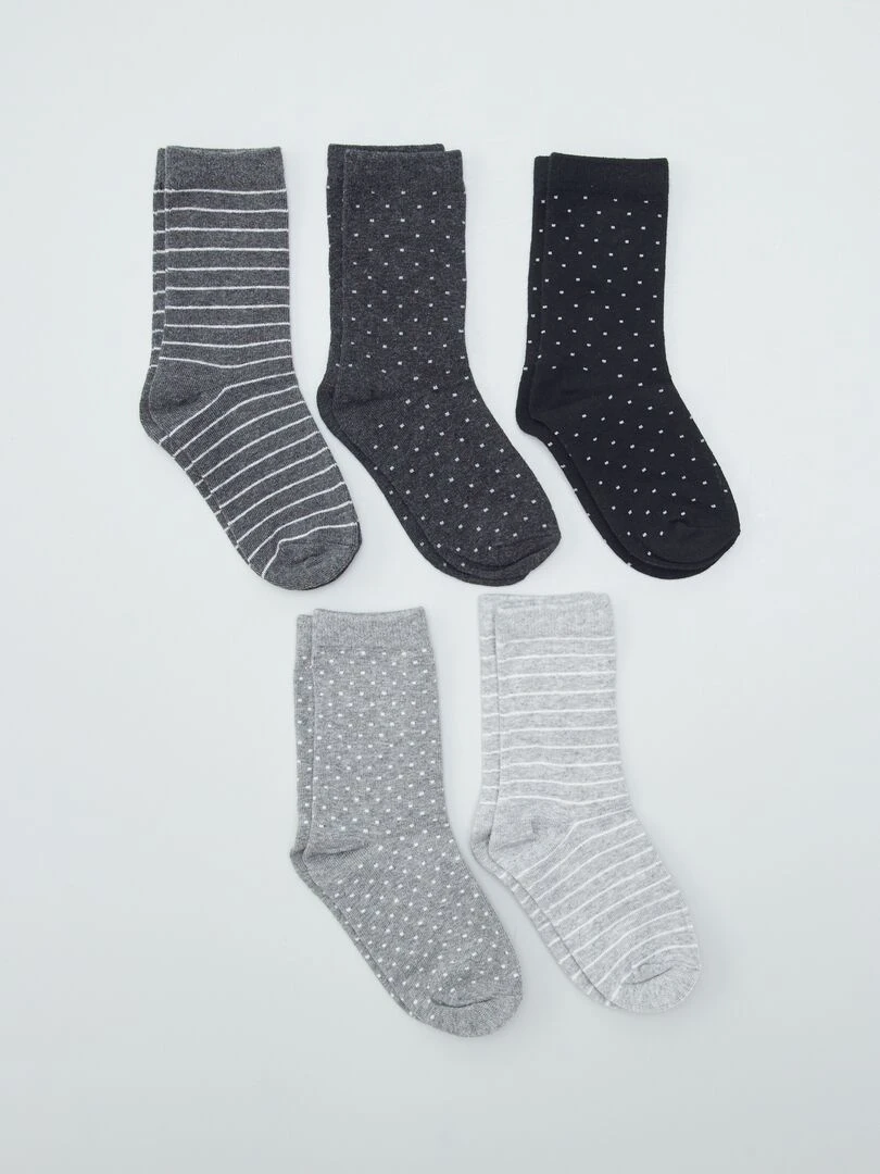Lot de 5 paires de chaussettes Gris