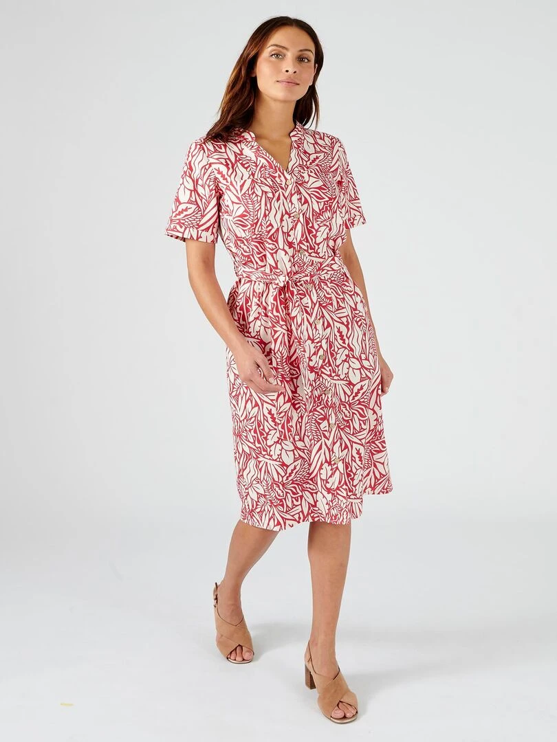 Robe mélange lin Damart Rouge
