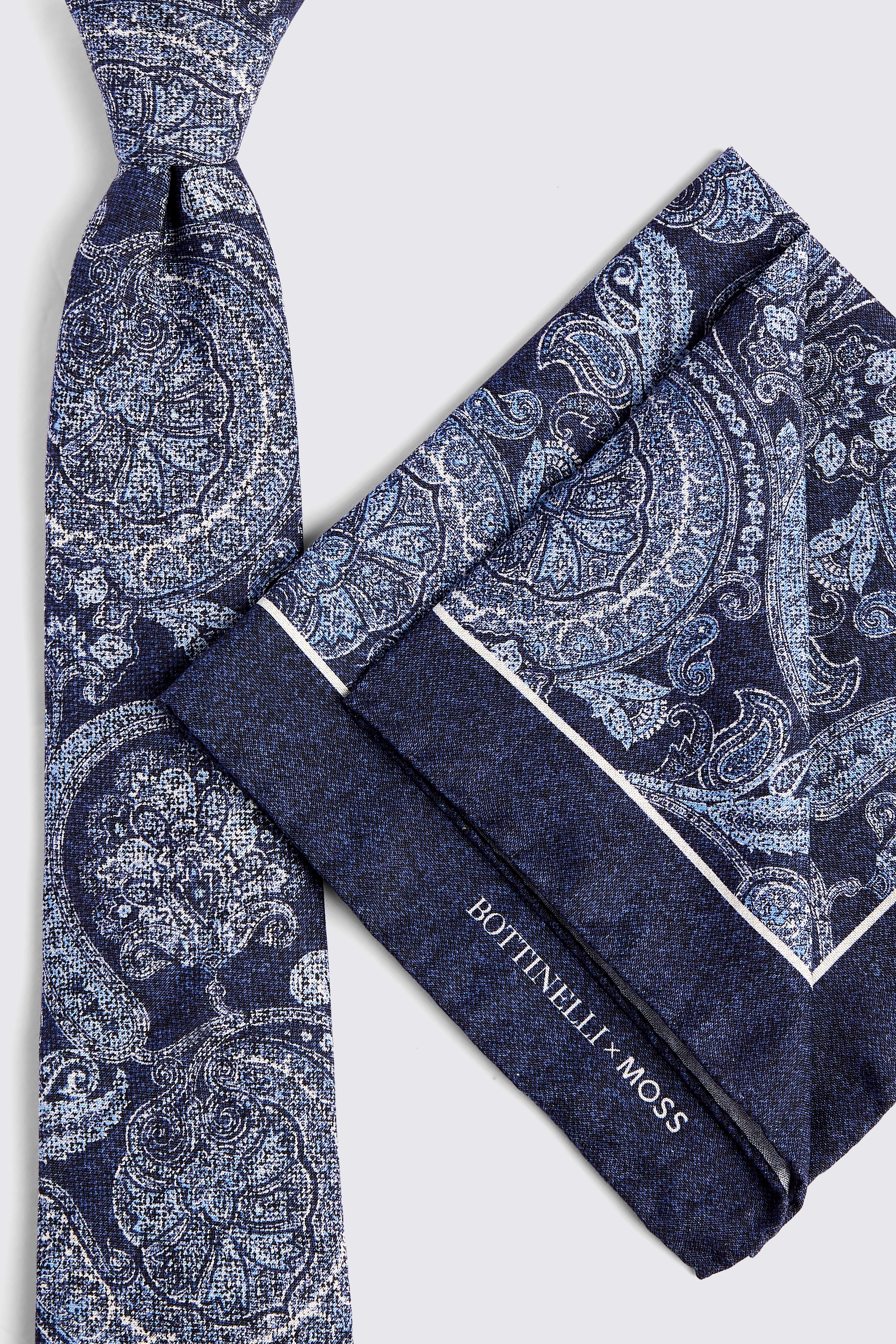 Bottinelli Navy Silk Paisley Pocket Square   Buy Online at Moss