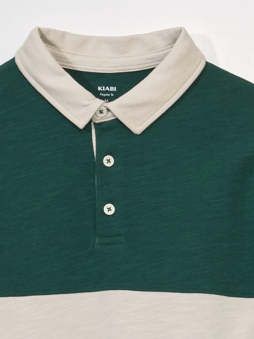 Polo en jersey esprit rugby   Vert