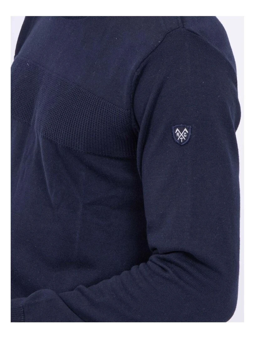 Pull col rond pur coton LION   Bleu marine